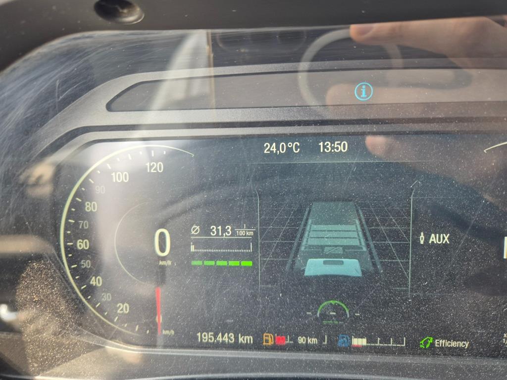 만(MAN) TGX 25톤 카고 2024년식 주행거리 195,443km 표시