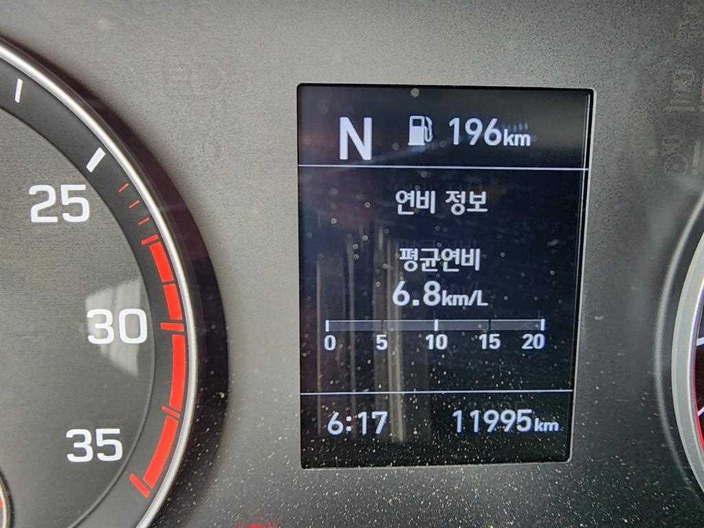 현대 더뉴마이티 3.5톤 윙바디 2025년식 계기판 11,995km와 평균연비