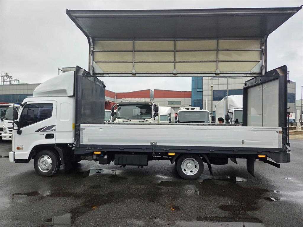 현대 마이티 3.5톤 윙바디 2018년식 윙 개방 · 옆문짝 하강