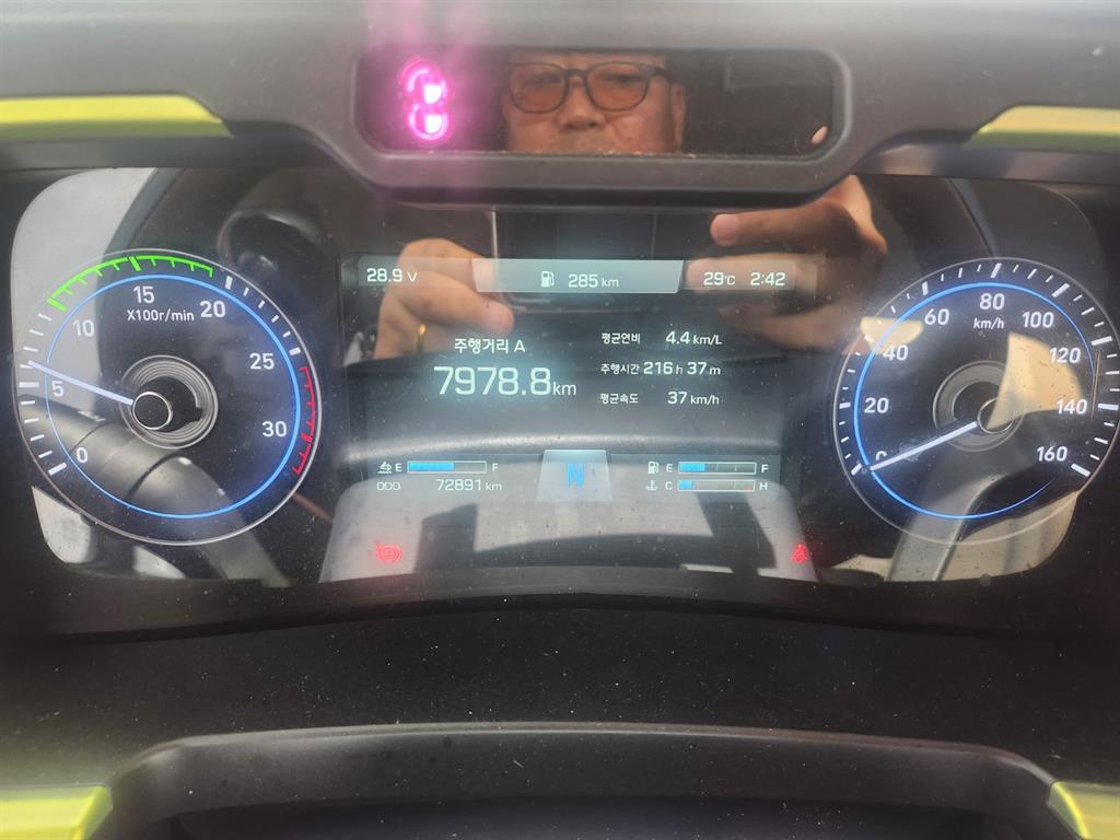 현대 파비스 5톤 냉동탑 2025년식 계기판 72,891km