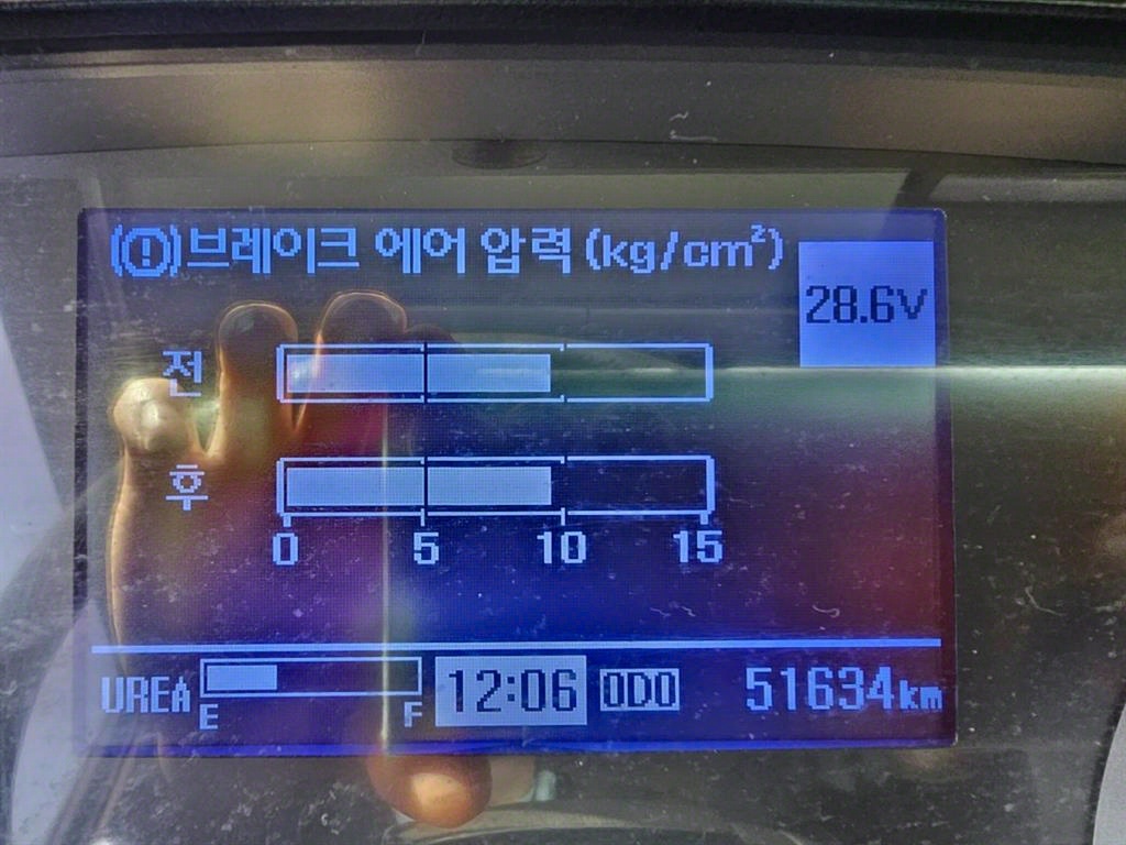현대 메가트럭 5톤 카고크레인 2019년식 계기판 51,634km